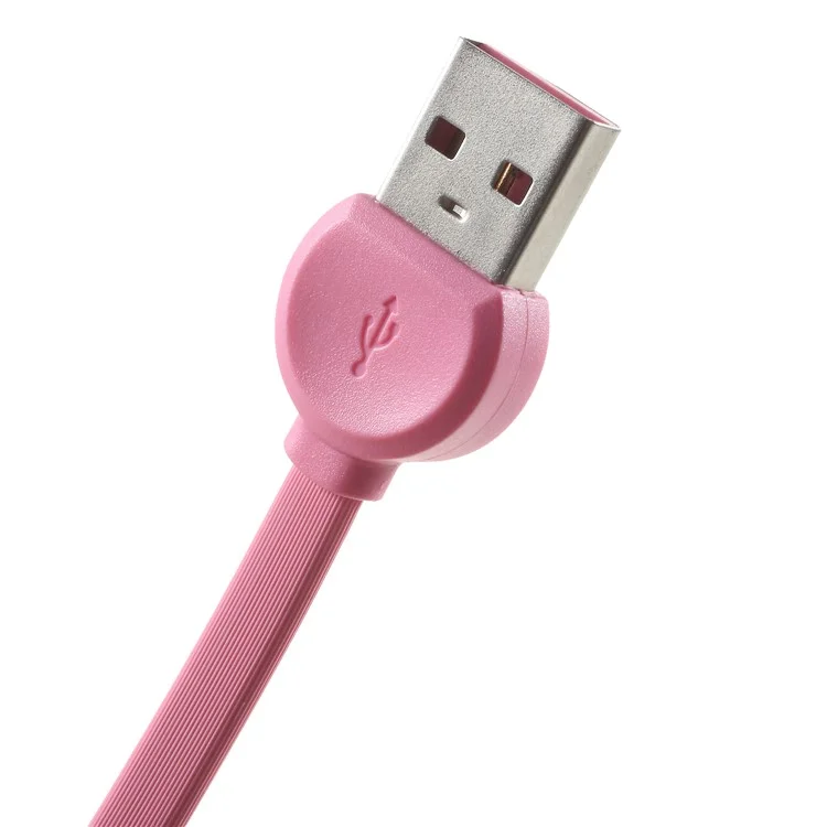 RECCI RCT-D100 Flat Noodle Type-C USB Charger Cable for Samsung HTC Huawei - Pink
