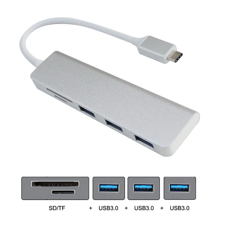 CY UC-231 Type-C to 3 USB 3.0 Ports Hub with SD / TF Card Reader