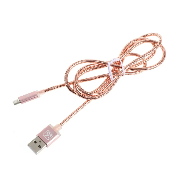KAKU Kingkong Series 1M 2.4A Metal Coated Micro USB Data Sync Charger Cable for Samsung HTC LG - Pink