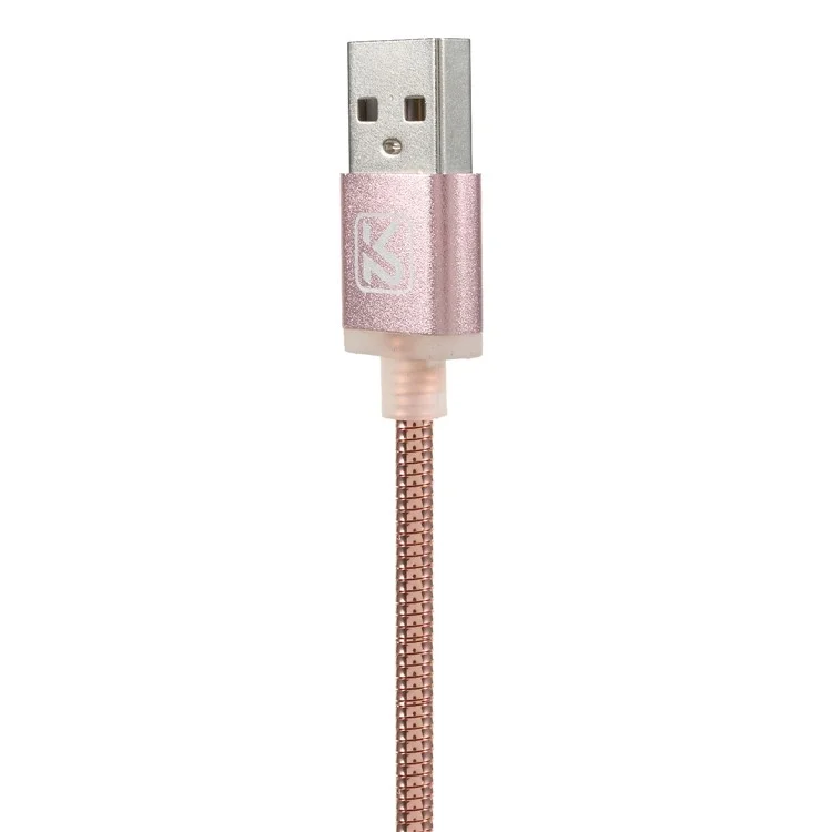KAKU Kingkong Series 1M 2.4A Metal Coated Micro USB Data Sync Charger Cable for Samsung HTC LG - Pink