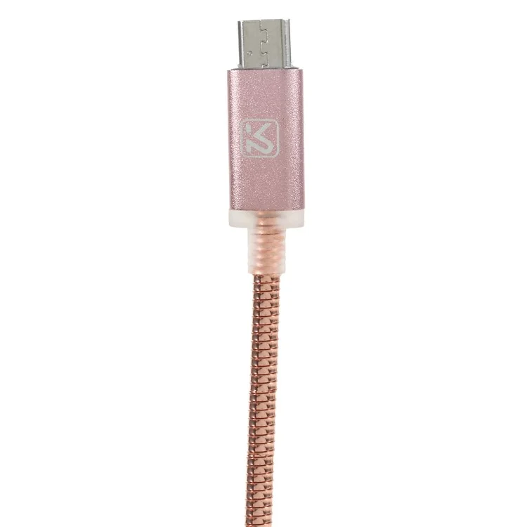 KAKU Kingkong Series 1M 2.4A Metal Coated Micro USB Data Sync Charger Cable for Samsung HTC LG - Pink