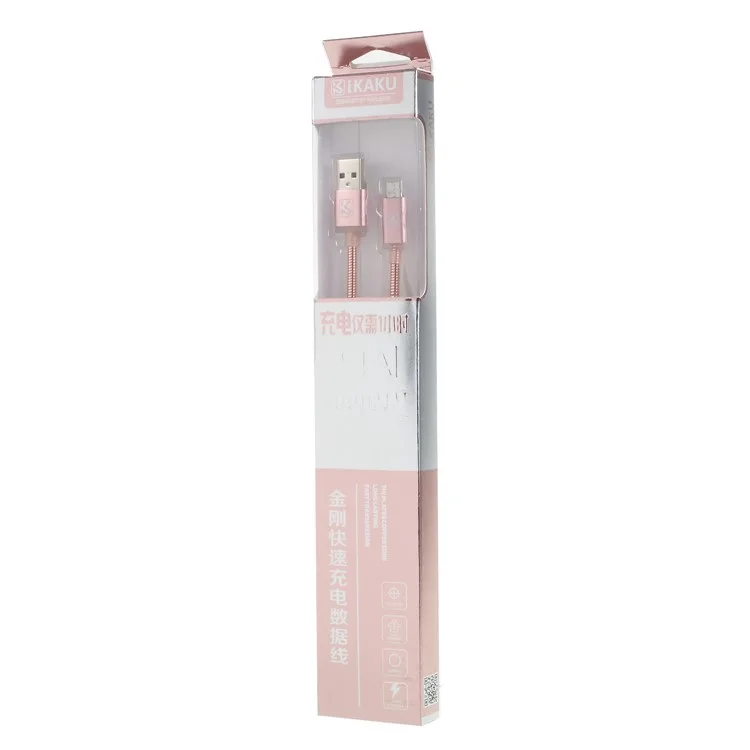 KAKU Kingkong Series 1M 2.4A Metal Coated Micro USB Data Sync Charger Cable for Samsung HTC LG - Pink
