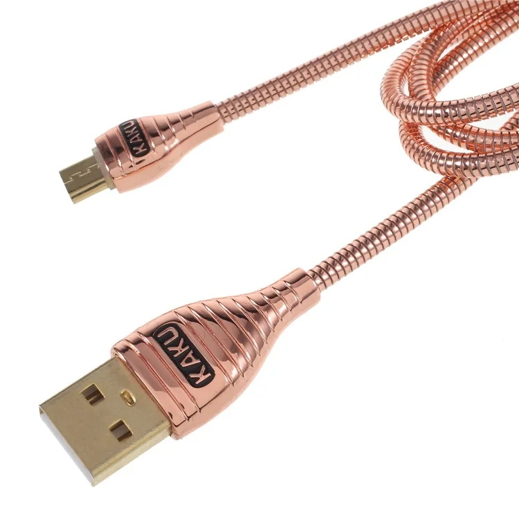 KAKU Sandfoo Series 1M 2.8A Metal Coated Micro USB Data Sync Charger Cable for Samsung HTC LG - Pink
