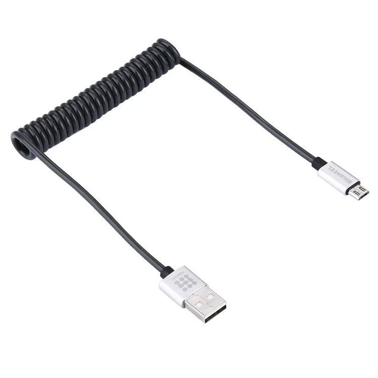 HAWEEL Spring Coiled Micro USB Data Sync Charging Cable for Samsung HTC Huawei - Black