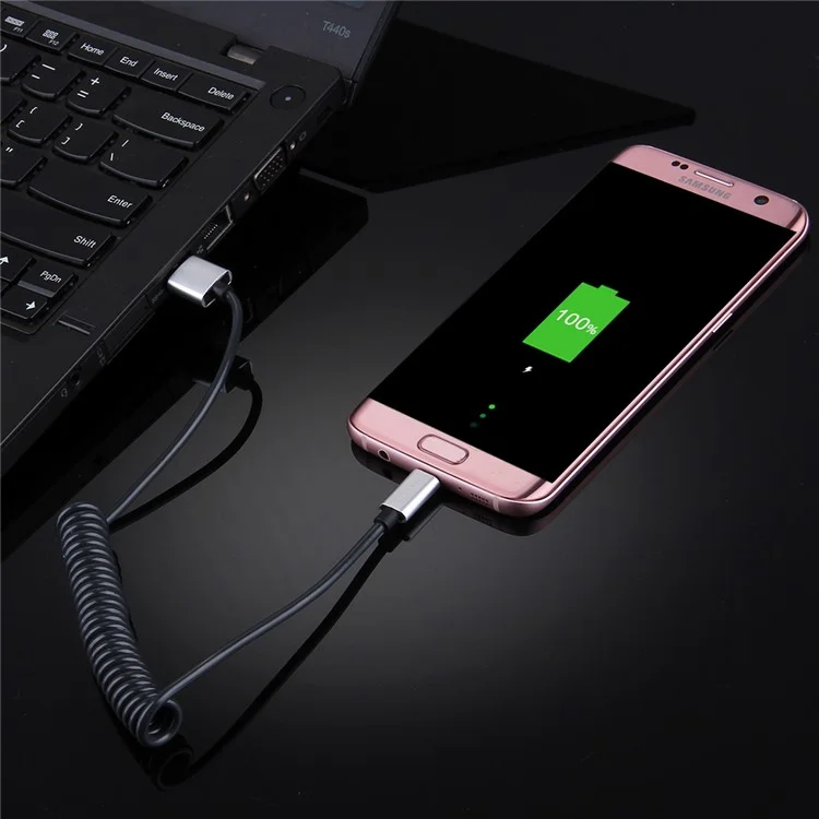 HAWEEL Spring Coiled Micro USB Data Sync Charging Cable for Samsung HTC Huawei - Black