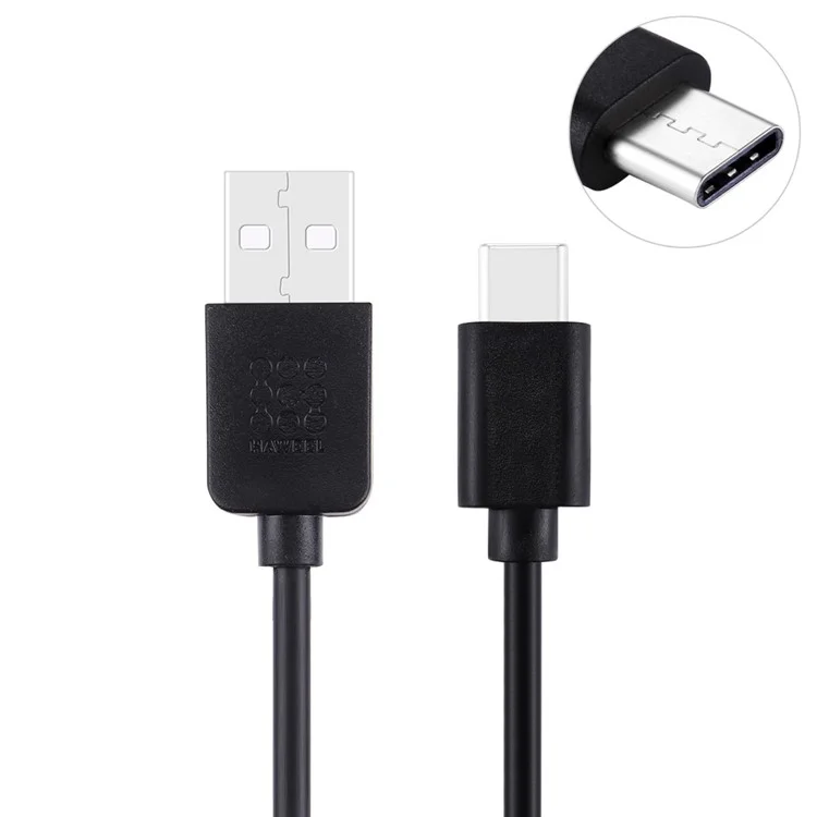 HAWEEL HWL-1020 1m Type-C USB2.0 Data Sync Charging Cord Cable - Black