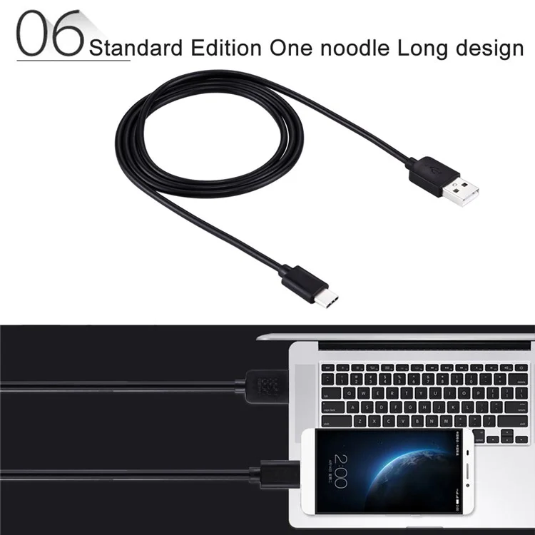 HAWEEL HWL-1020 1m Type-C USB2.0 Data Sync Charging Cord Cable - Black