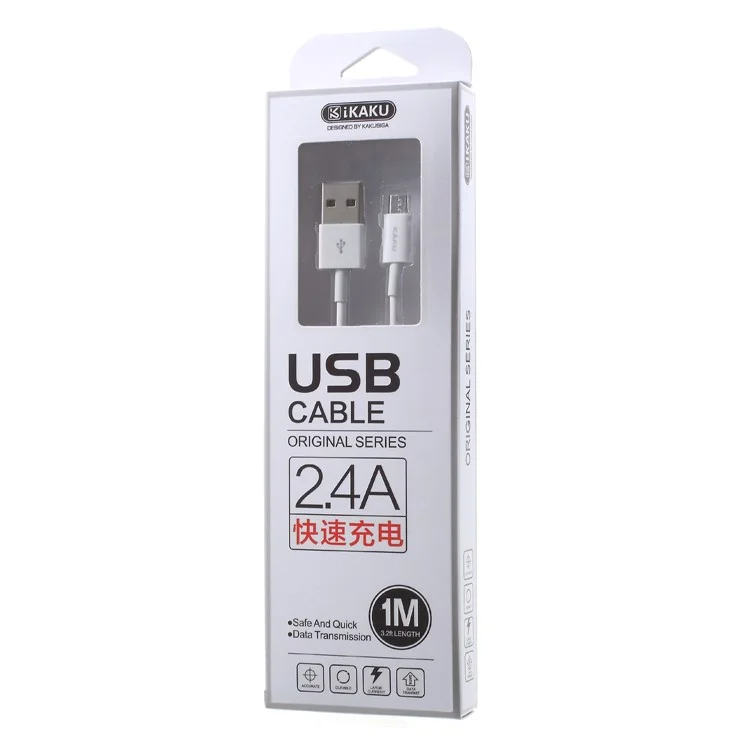 KAKU Original Series 1M 2.4A Fast Charging Micro USB Data Charge Cable for Samsung Huawei Xiaomi - White