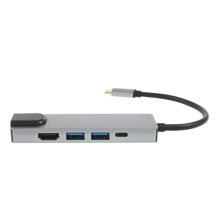 Type-C to HDMI + 2 USB 3.0 + USB-C Ports Cable Adapter with RJ45 Gigabit Ethernet LAN Network Port for New MacBook