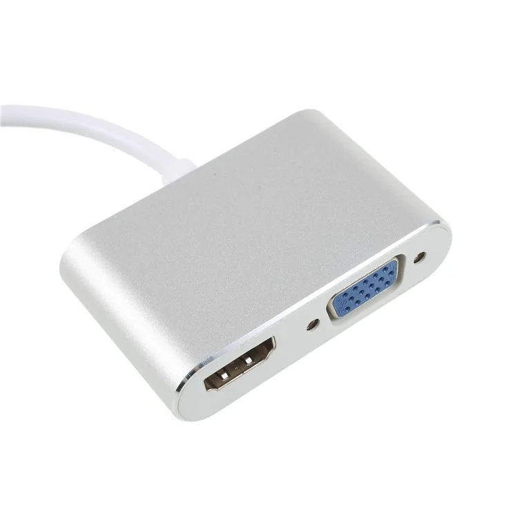 Type-C to HDMI + VGA 2-in-1 Adapter Multi-functional Type-C Hub for New MacBook Pro Etc.