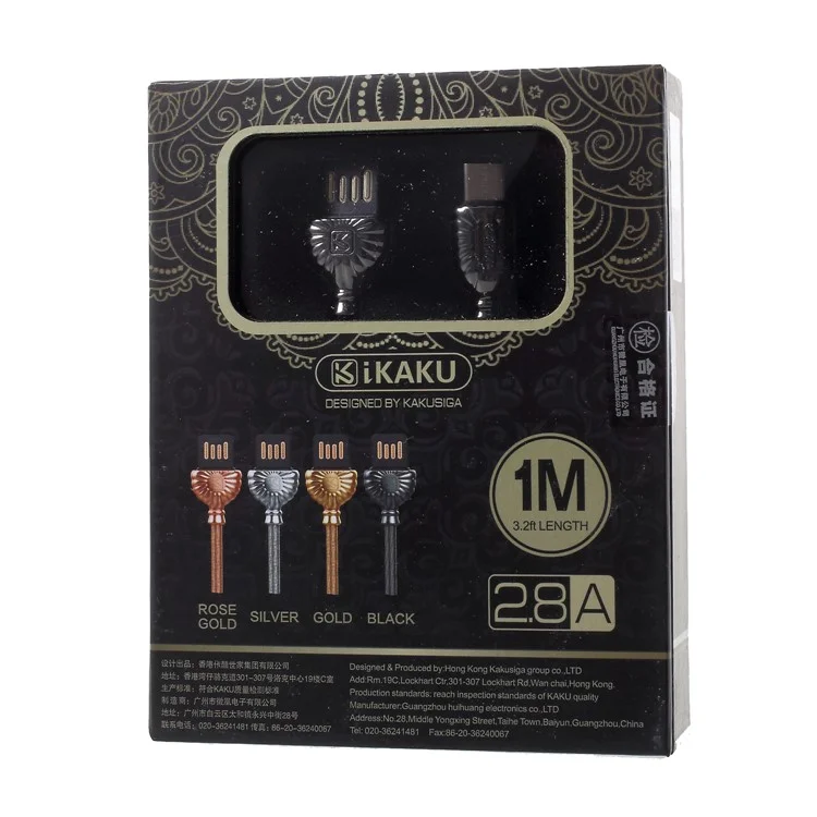 IKAKU XO Series Type-C USB Charging Cable for Samsung HTC Huawei - Black