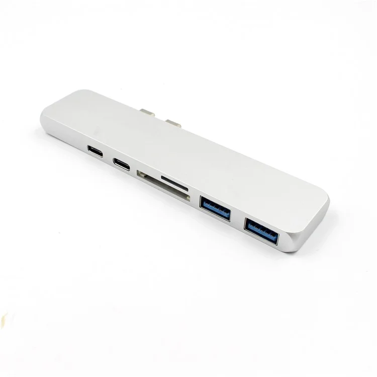 Dual USB-C HUB with 4K HD Type-C PD Charging SD TF Card reader for Macbook Pro