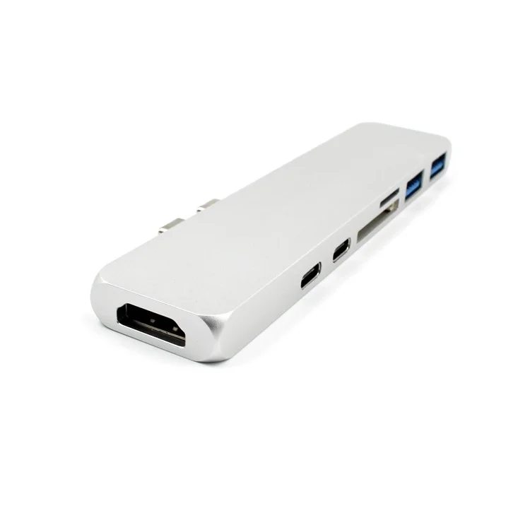 Dual USB-C HUB with 4K HD Type-C PD Charging SD TF Card reader for Macbook Pro