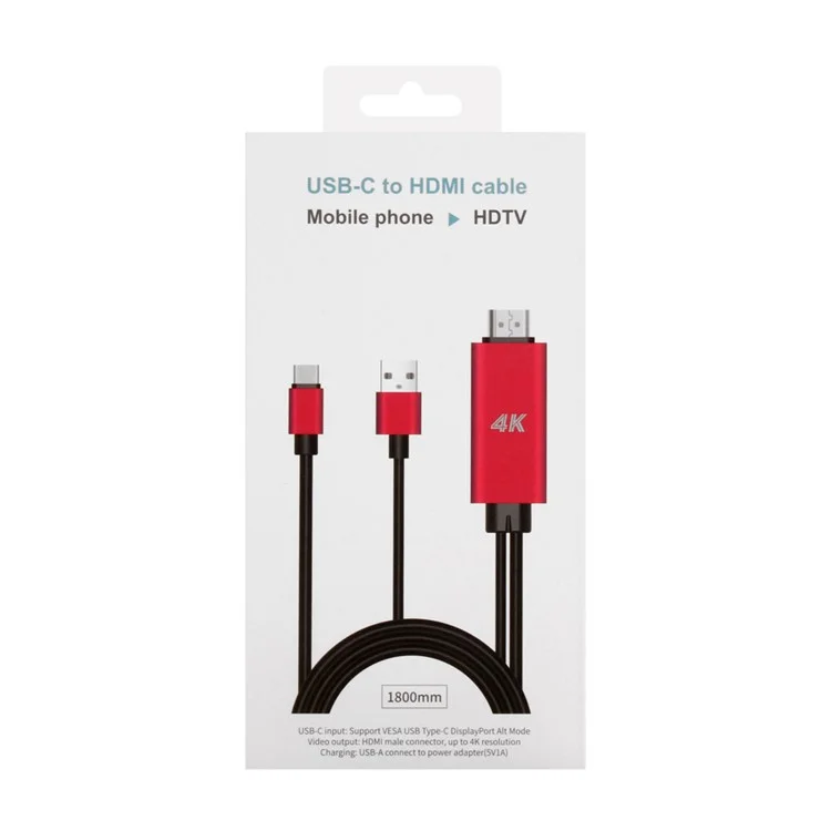 USB 3.1 Type-C to HDMI TV/HDTV Video Cable for Samsung Galaxy S8/S9 Plus