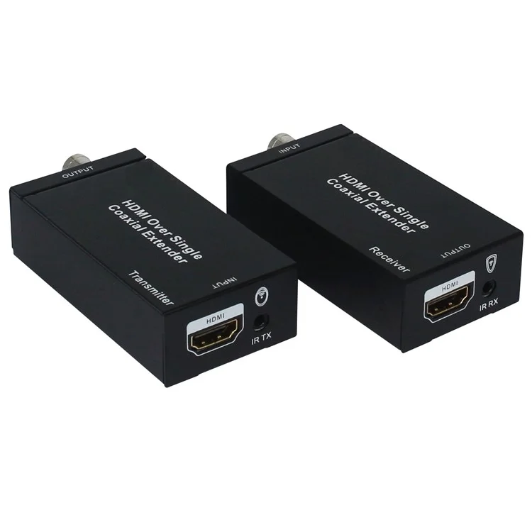 HDMI + IR over single 75ohm RG-6U Coax Cable Extender Balun Sender Receiver BNC