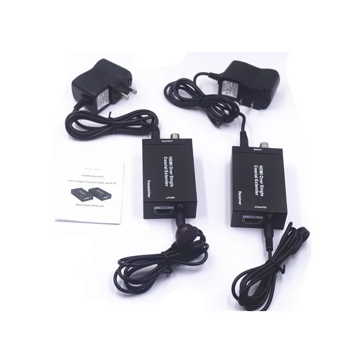 HDMI + IR over single 75ohm RG-6U Coax Cable Extender Balun Sender Receiver BNC