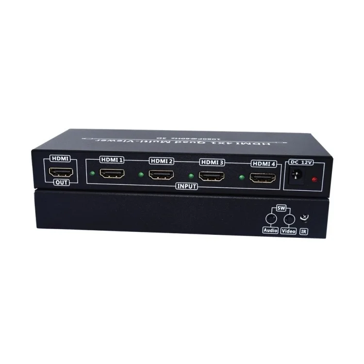 HDMI 4x1 Quad Multi-Viewer Splitter with Seamless Switcher IR Control - EU Plug