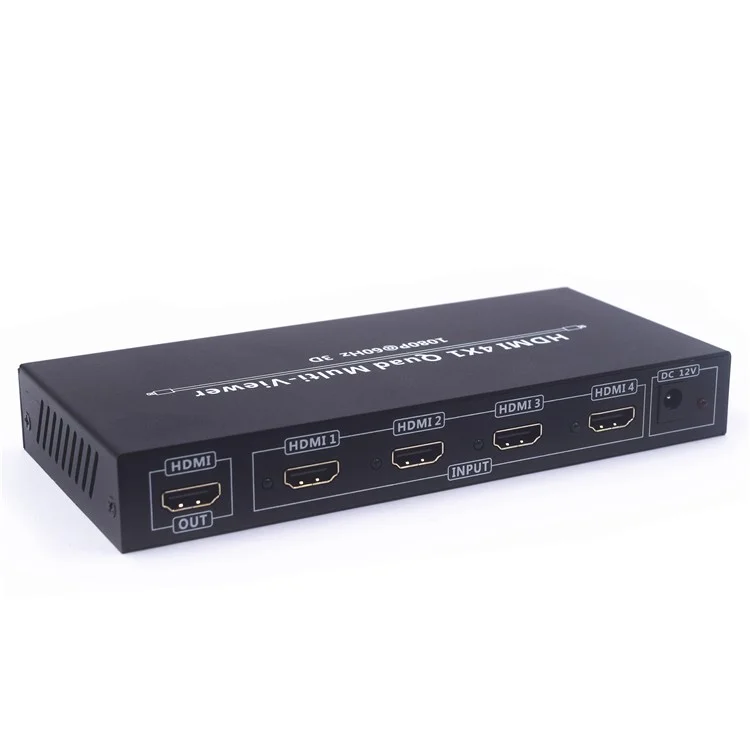 HDMI 4x1 Quad Multi-Viewer Splitter with Seamless Switcher IR Control - EU Plug