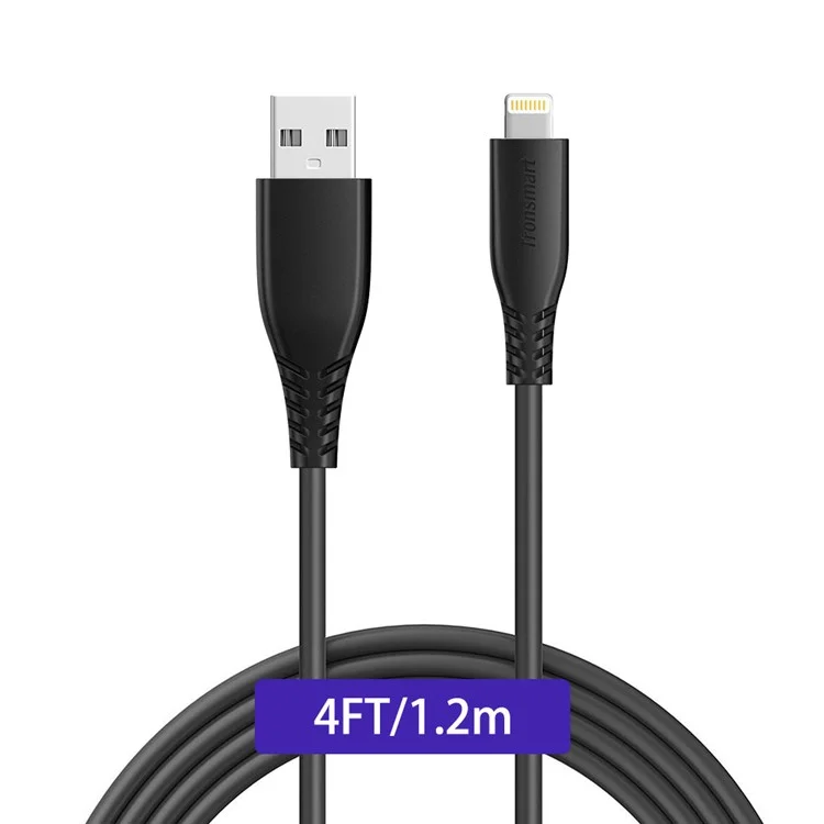 TRONSMART Apple MFI Certified USB2.0 to Lightning 8Pin 1.2m Charging Data Cable for iPhone iPad iPod – Black