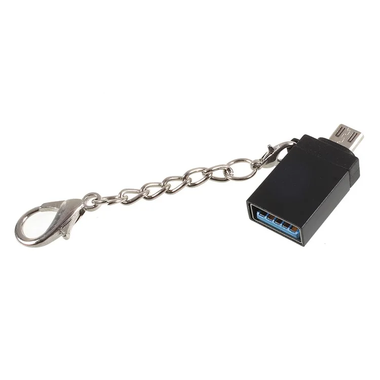 Micro USB Male to USB Female Converter OTG Adapter with anti-lost Hook for Samsung Note 8 etc. - Black