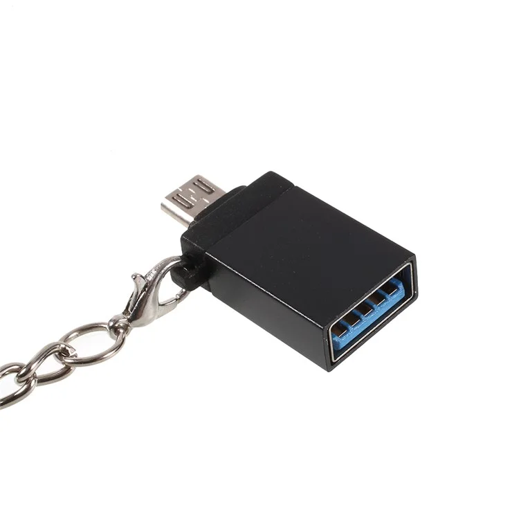 Micro USB Male to USB Female Converter OTG Adapter with anti-lost Hook for Samsung Note 8 etc. - Black