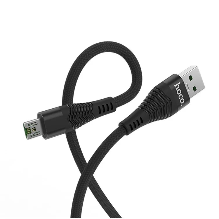 HOCO U38 Flash Nylon Woven Micro USB Data Sync Charging Cable for Oppo Samsung LG Huawei etc. - Black
