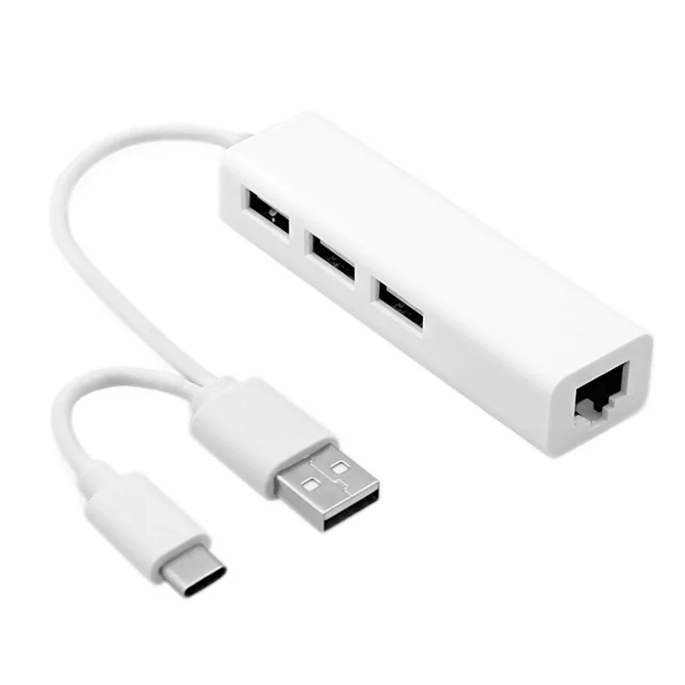CY UC-339 Combo USB 2.0 & 3.1 Type C USB-C 3 Ports Hub with Ethernet Network LAN Adapter for PC, Laptop, Tablet, Macbook