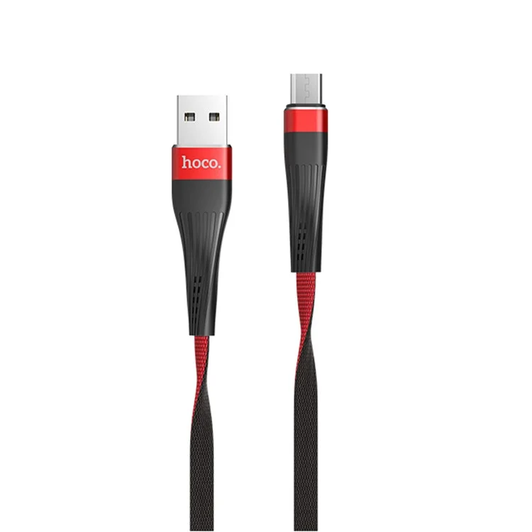 HOCO U39 Slender Series Charge Data Sync Micro USB Flat Cable Cord for Samsung LG Huawei etc. - Red