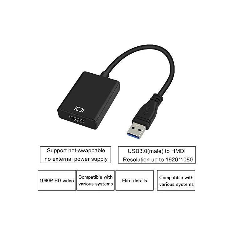 USB 3.0 to HDMI Audio Video Adapter Converter Cable for Windows 7/8/10 PC