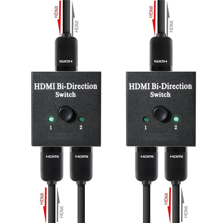HDMI Switcher 2 Ports Bi-direction Manual Switch 2 x 1/1 x 2 HDMI Hub-HDCP Passthrough Supports Ultra HD 4K 3D 1080P