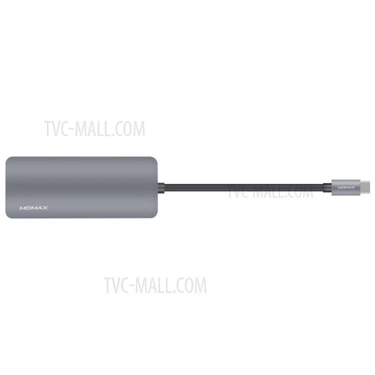 MOMAX ONE LINK Aluminum 6-in-1 Type-C to 3 USB 3.1 Ports + Type-C Charging Port + TF/SD Card Reader Ports Adapter Hub - Grey