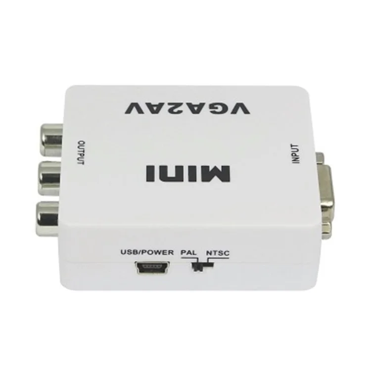 1080P Mini VGA to RCA AV Converter with 3.5mm Audio VGA2AV+Audio Converter for HDTV PC