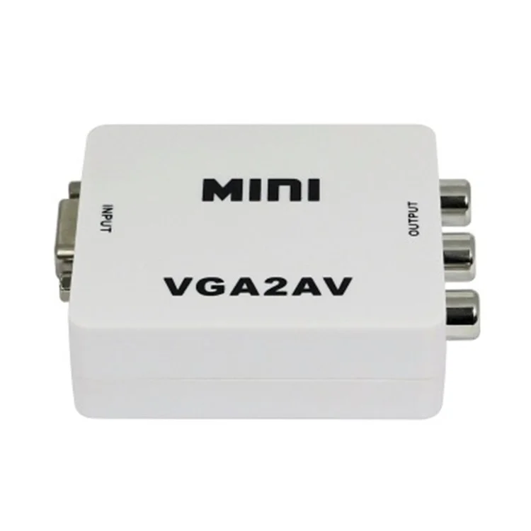 1080P Mini VGA to RCA AV Converter with 3.5mm Audio VGA2AV+Audio Converter for HDTV PC