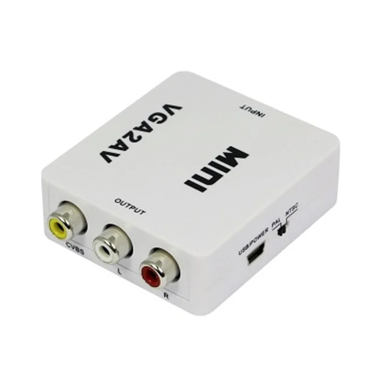 1080P Mini VGA to RCA AV Converter with 3.5mm Audio VGA2AV+Audio Converter for HDTV PC