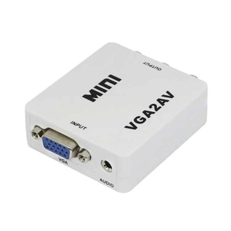 1080P Mini VGA to RCA AV Converter with 3.5mm Audio VGA2AV+Audio Converter for HDTV PC