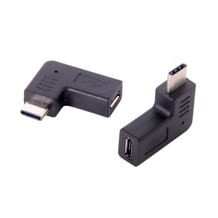 USB-C Type-C Mâle à Micro USB 2.0 5pin Female Adaptateur de Données 90 Degrés