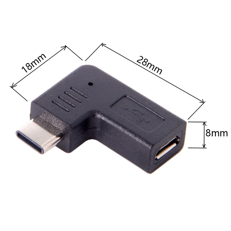 USB-C Tipo-c Macho a Micro USB 2.0 5pin Adaptador de Datos Femeninos de 90 Grados Tipo de Ángulo