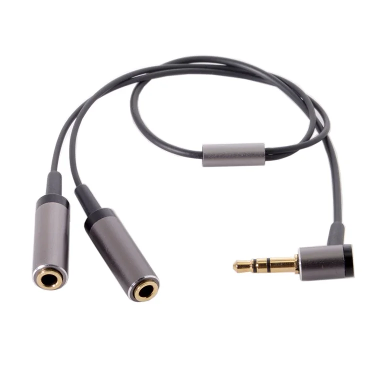 3.5mm Stereo Headphone Audio Cable Splitter Male to 2 Female 90 Degree Angled for Earphone