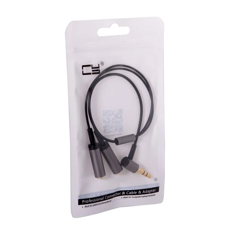 3.5mm Stereo Headphone Audio Cable Splitter Male to 2 Female 90 Degree Angled for Earphone