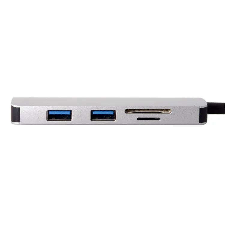 Adaptateur USB 3.1 Type-C vers HDMI + Double Ports USB3.0 + Lecteur de Carte SD/TF pour MacBook