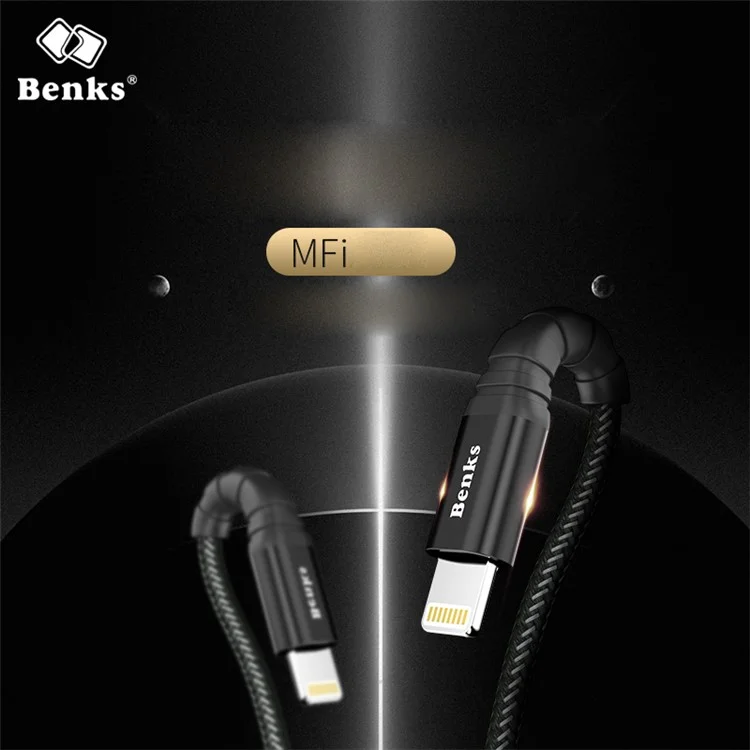 BENKS MFI Certified Lightning 8Pin 2.4A Output Charging Data Cable for iPhone iPad iPod (1.2m)