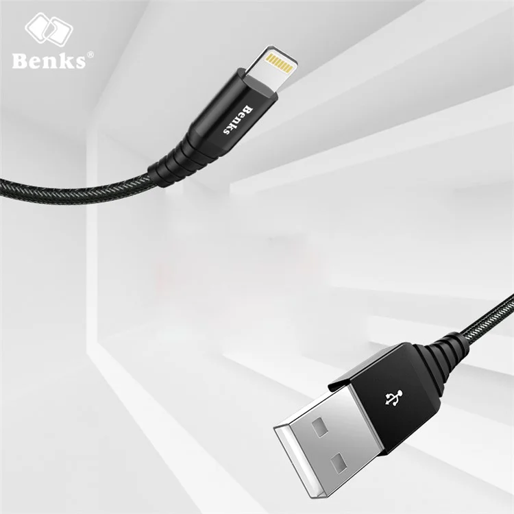 BENKS MFI Certified Lightning 8Pin 2.4A Output Charging Data Cable for iPhone iPad iPod (1.2m)