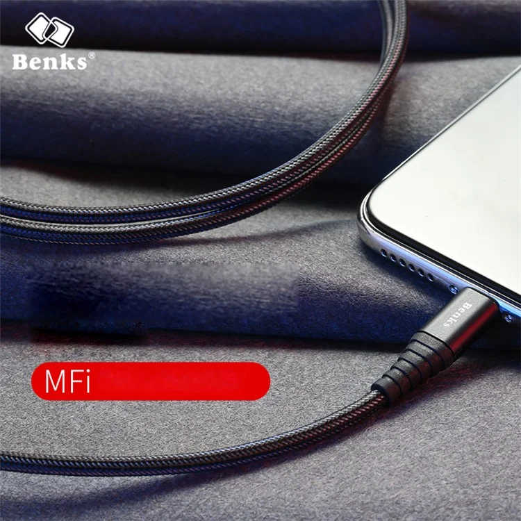 BENKS MFI Certified Lightning 8Pin 2.4A Output Charging Data Cable for iPhone iPad iPod (1.2m)