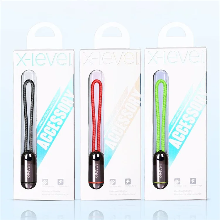 X-LEVEL Lock Buckle Pattern Type-C USB Data Sync Charging Cable for Samsung Huawei LG - Black
