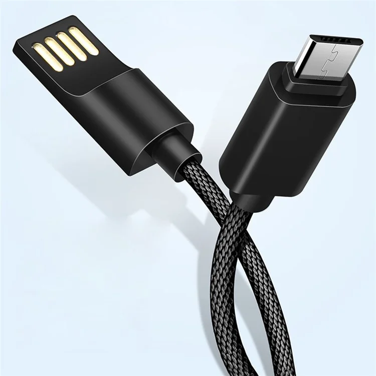 X-LEVEL Lock Buckle Pattern Micro USB Data Sync Charging Cable for Samsung Huawei LG - Black