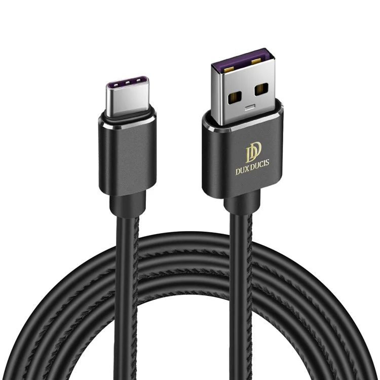 DUX DUCIS K-MAX 5A Supercharge Type-C PU Covered Charge Data Sync Cable for Huawei Samsung etc. - Black