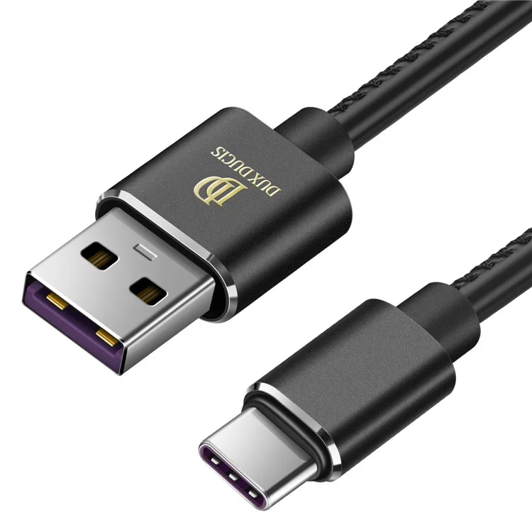 DUX DUCIS K-MAX 5A Supercharge Type-C PU Covered Charge Data Sync Cable for Huawei Samsung etc. - Black