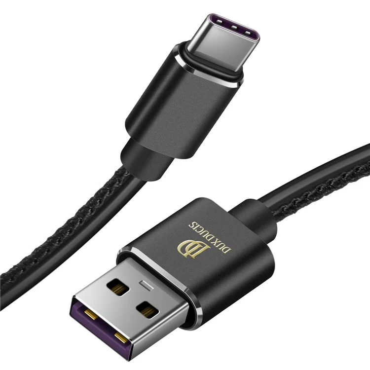 DUX DUCIS K-MAX 5A Supercharge Type-C PU Covered Charge Data Sync Cable for Huawei Samsung etc. - Black