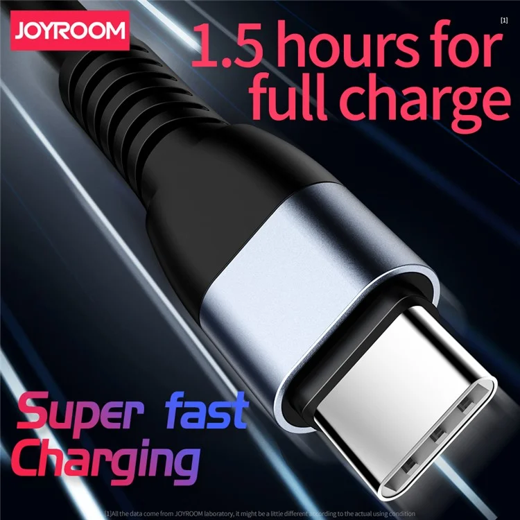 JOYROOM JR-S318 1.5m 2.4A Upgraded OD4.5 Type-C Data Charging Cord for Samsung Note 8/S9/S9 Plus, Huawei Mate 10 - Black