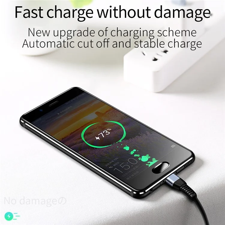 JOYROOM JR-S318 1.5m 2.4A Upgraded OD4.5 Type-C Data Charging Cord for Samsung Note 8/S9/S9 Plus, Huawei Mate 10 - Black
